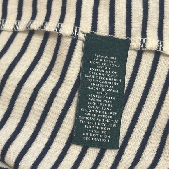 Ralph Lauren Womens Striped Top Long Sleeve Suede Elbow Large Equestrian Preppy - Picture 8 of 8